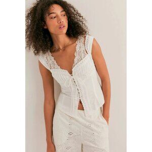 Free People Love Me Not Tank Top Embroidered XS
